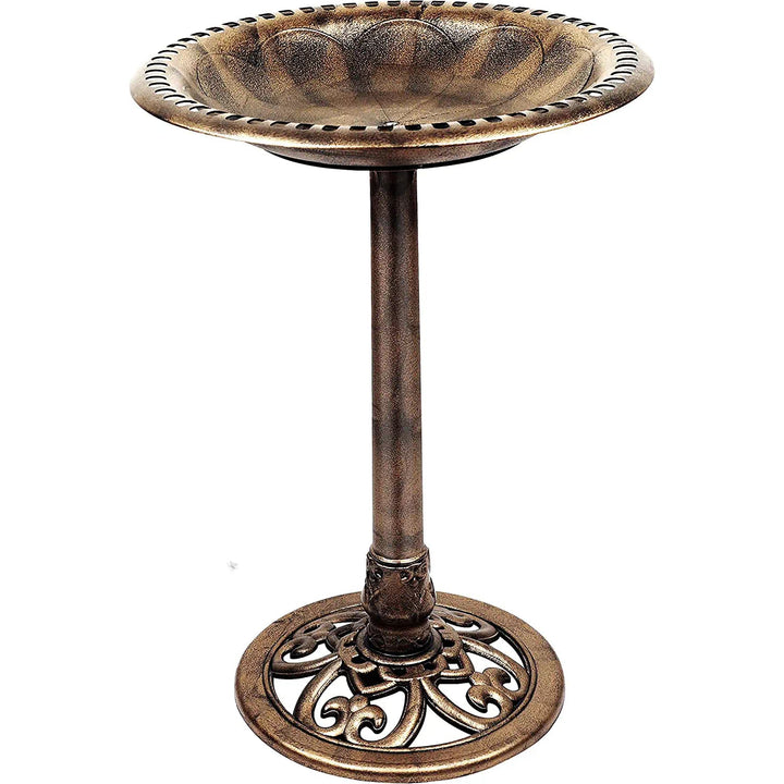 Outdoor Traditional Resin Garden Bird Bath-Copper