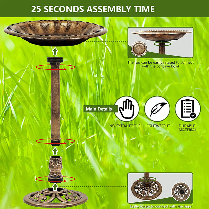 Outdoor Traditional Resin Garden Bird Bath-Copper