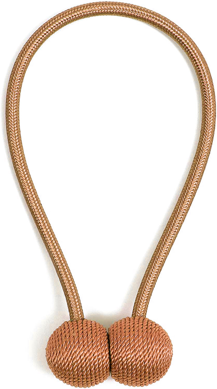 2 Pairs Window Curtain Tiebacks Magnetic Tie Band-Brown