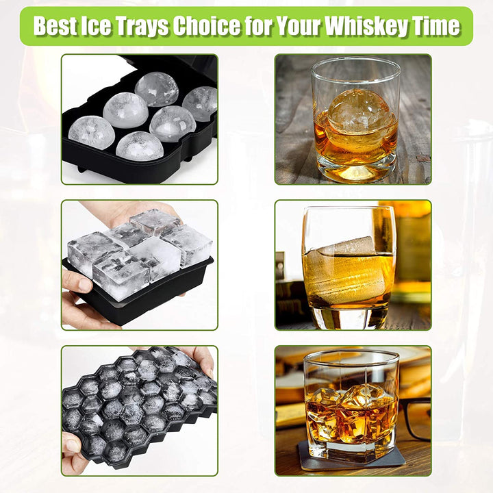 3 Pcs Silicone Ice Cube Molds Set