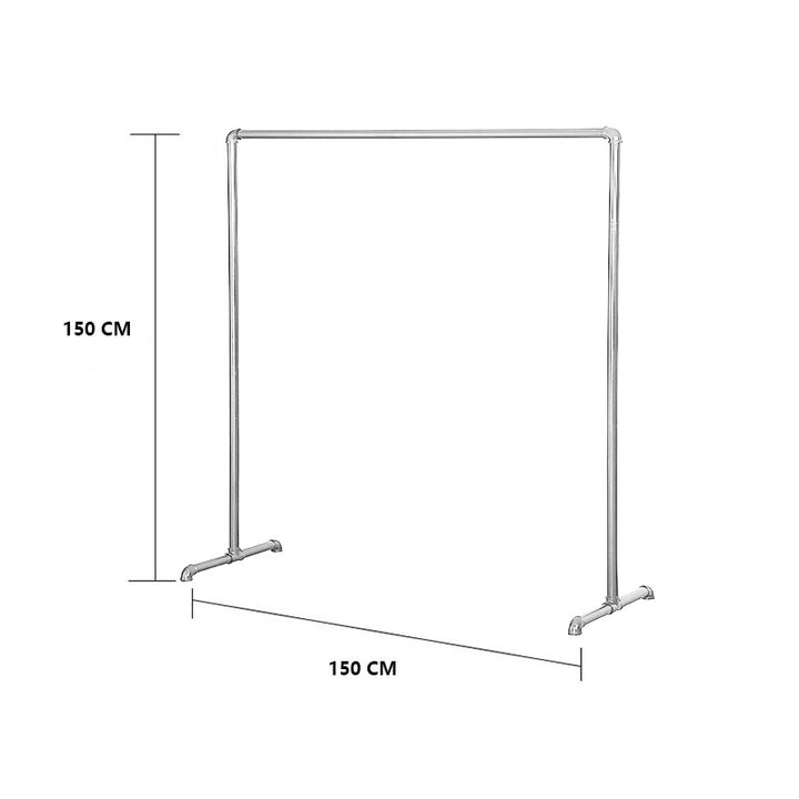 Industrial Freestanding Pipe Clothing Rack 150X150cm-Sliver