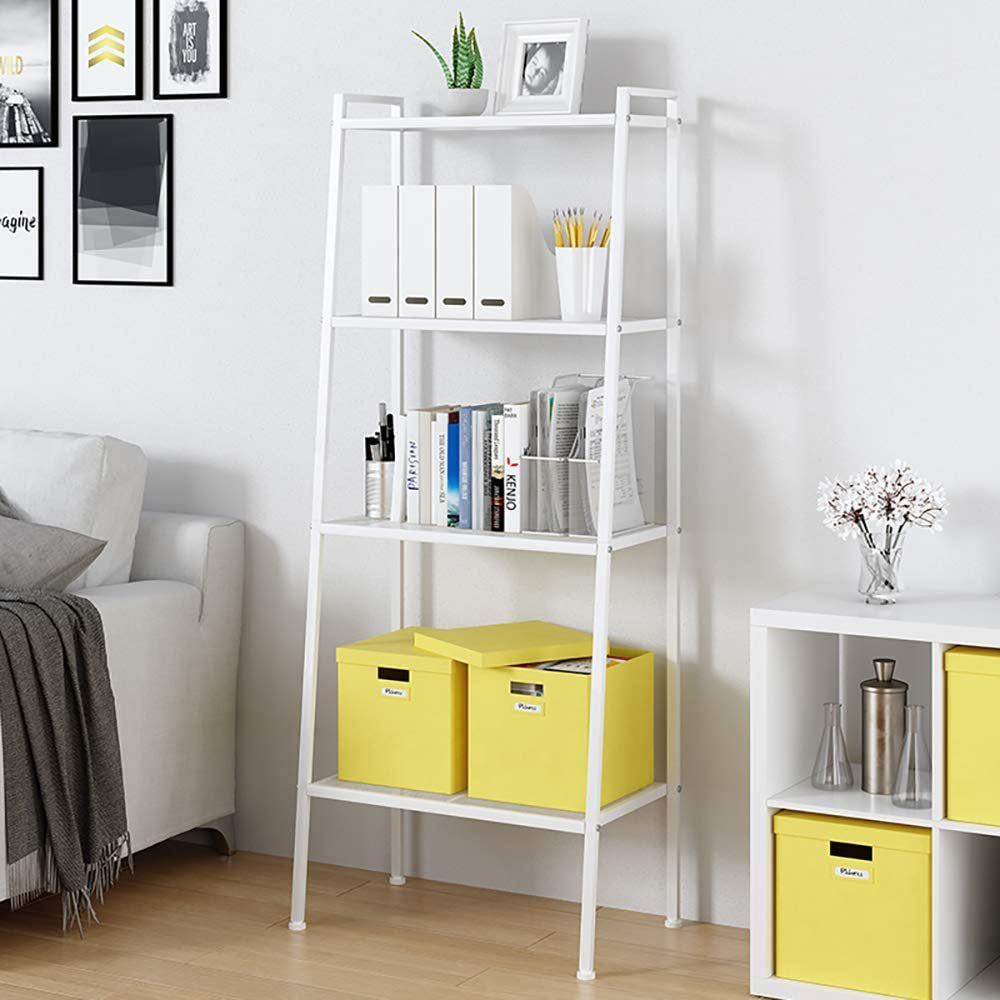 4 Tier Steel Mesh Ladder Shelf Display Rack 60x35x147cm-White