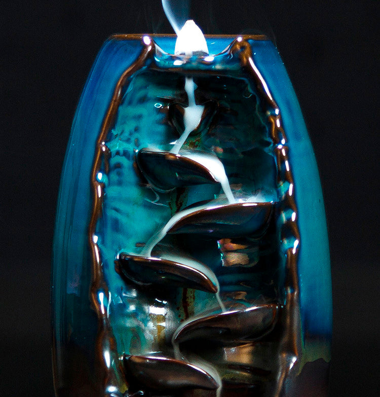 Ceramic Waterfall Backflow Incense Burner-Blue
