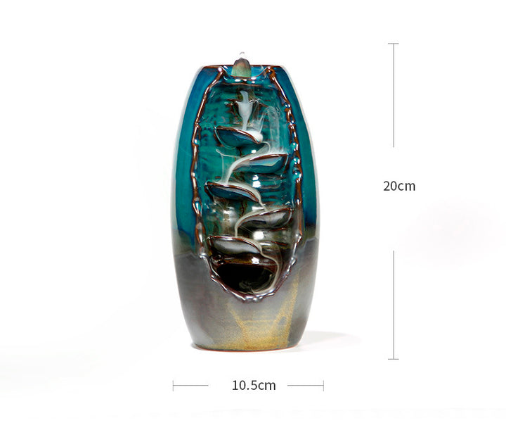 Ceramic Waterfall Backflow Incense Burner-Blue