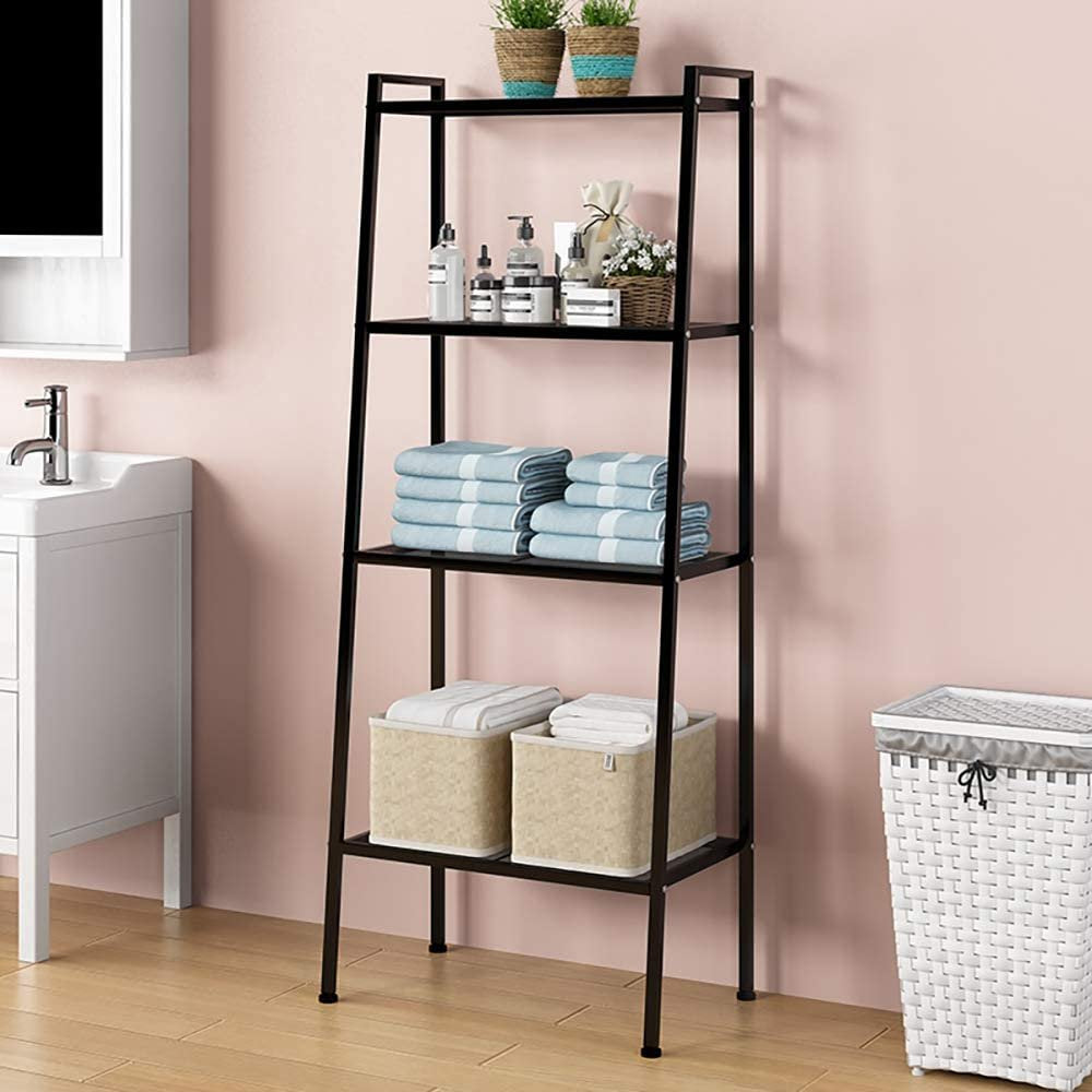 4 Tier Steel Mesh Ladder Shelf Display Rack 60x35x147cm-Black