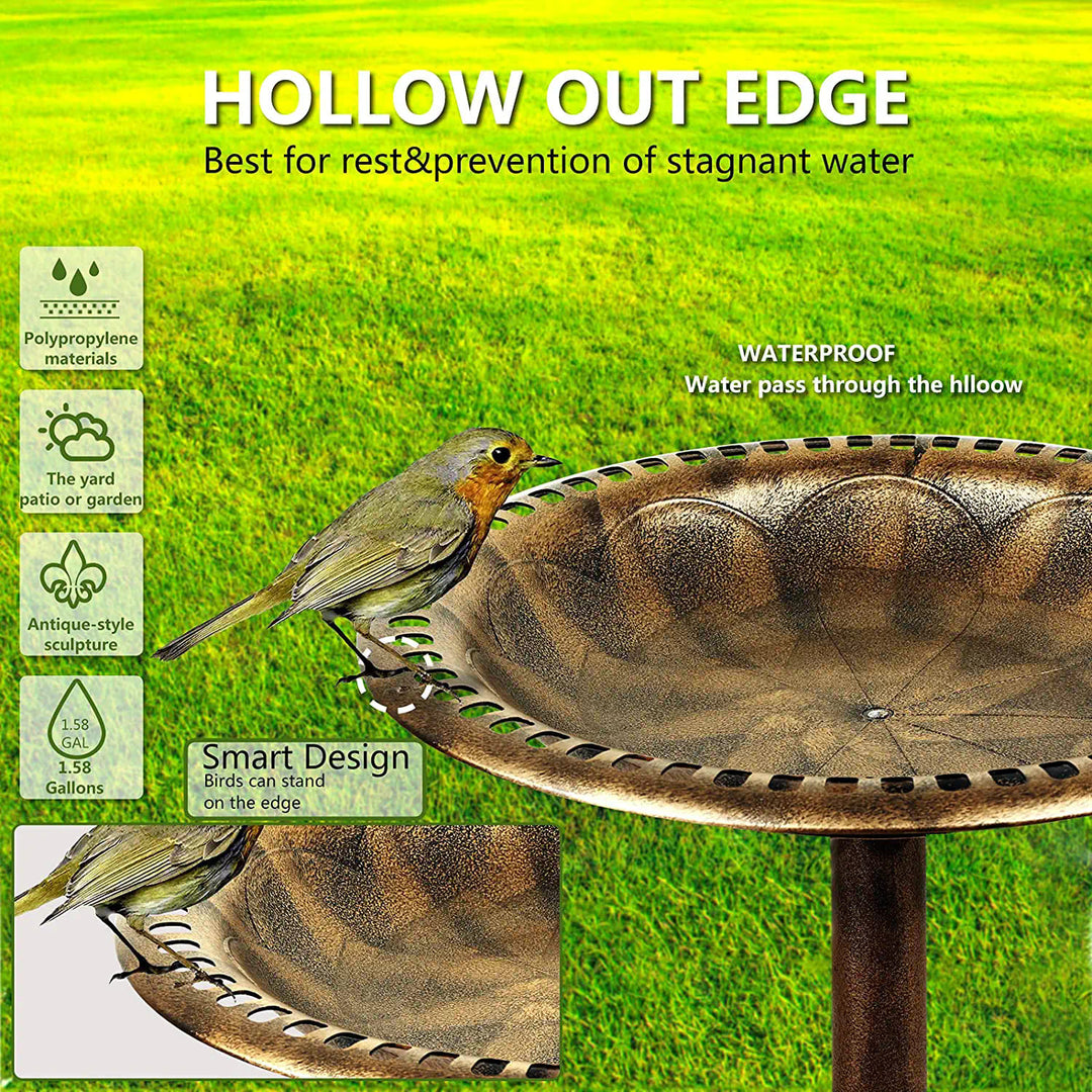 Outdoor Traditional Resin Garden Bird Bath-Copper
