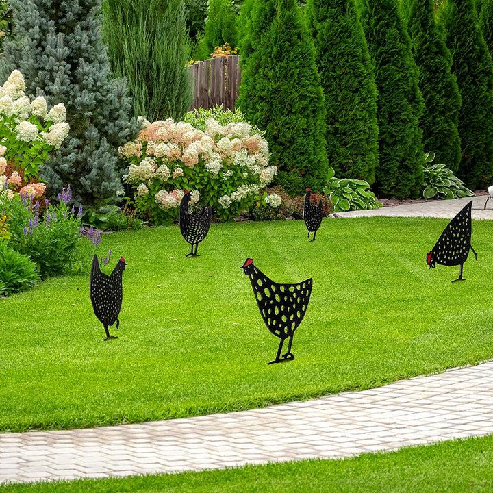 5 Pack Garden Yard Chicken Decoration Stake