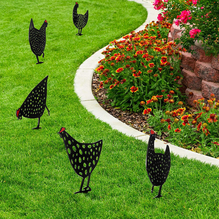 5 Pack Garden Yard Chicken Decoration Stake