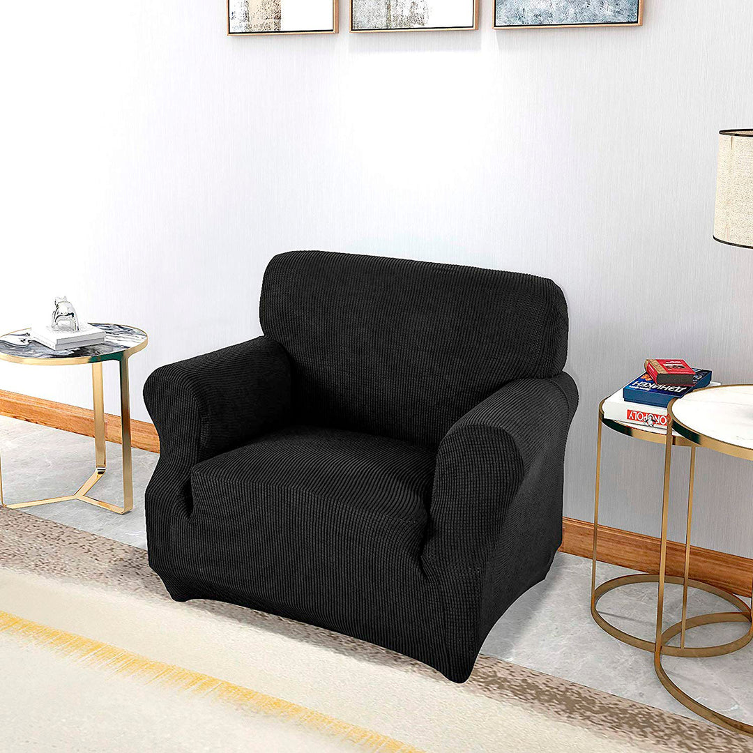High Stretch Sofa Couch Slipcover One Seat-Black