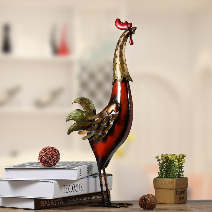 Metal Sculpture Carved Iron Rooster Home Furnishing