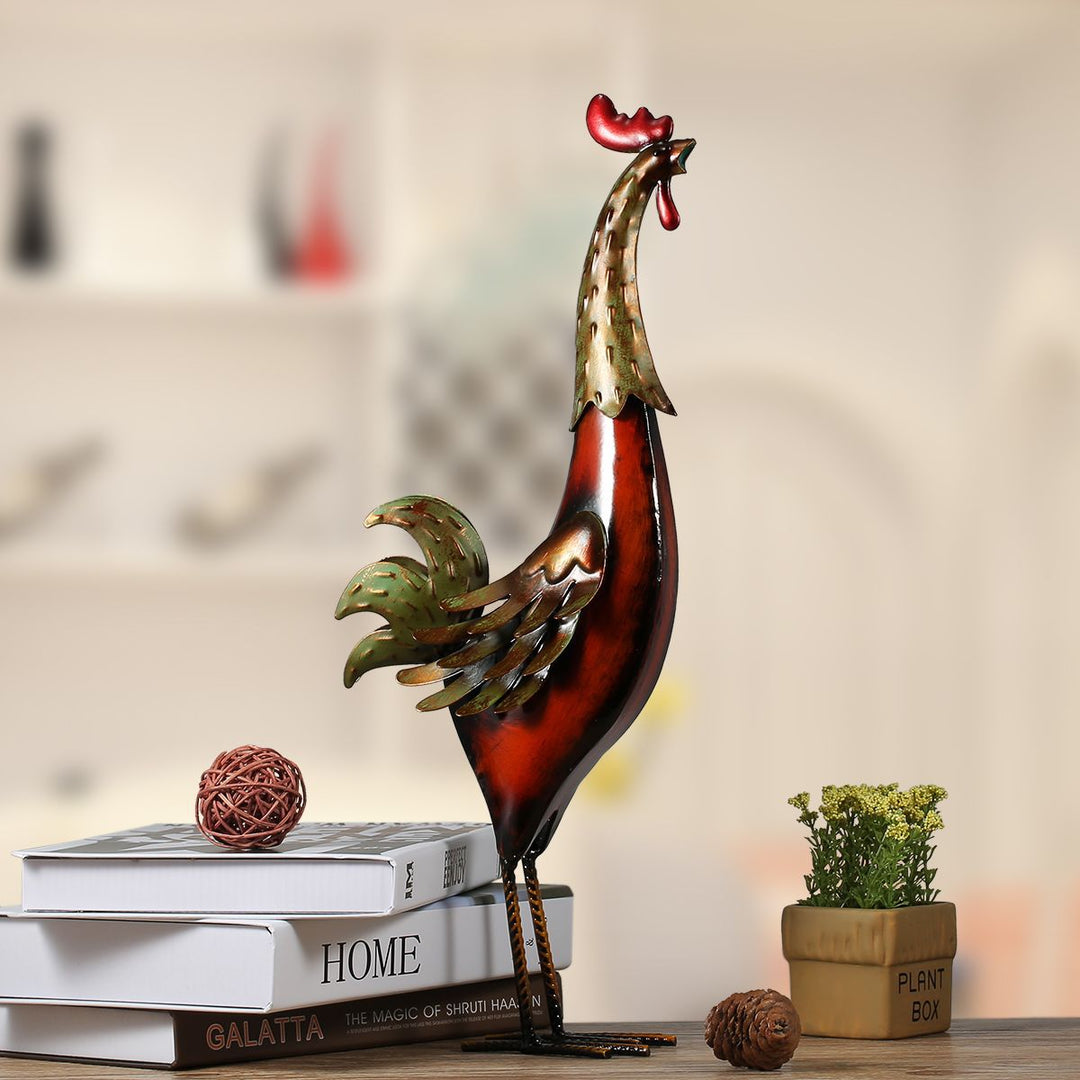 Metal Sculpture Carved Iron Rooster Home Furnishing