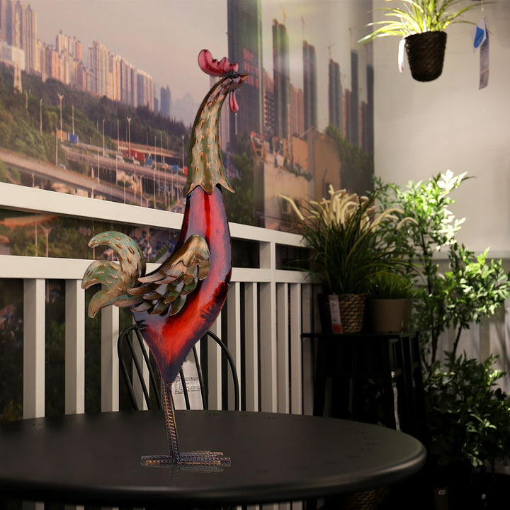 Metal Sculpture Carved Iron Rooster Home Furnishing
