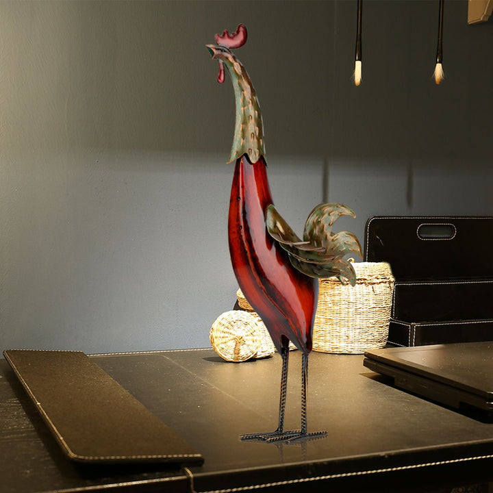 Metal Sculpture Carved Iron Rooster Home Furnishing
