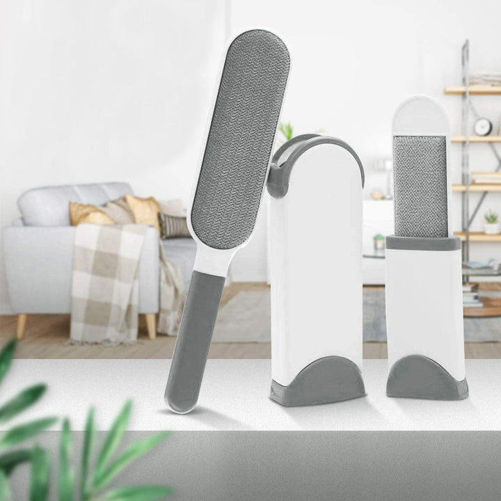 Pet Hair Remover Brush Set with Self-Cleaning Base