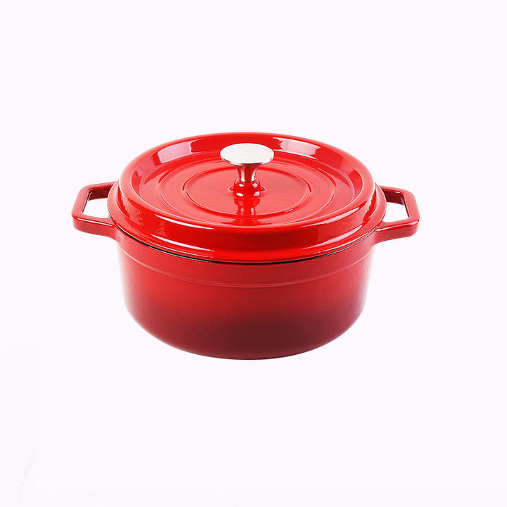 Round Enamel Coated Cast Iron Pot Red 20cm