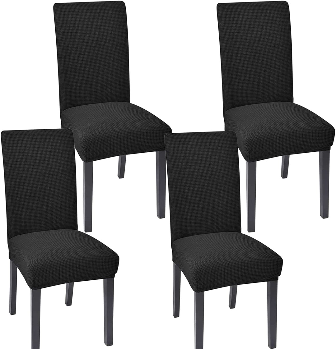 4 Pack High Stretch Seat Chair Slipcover - Black