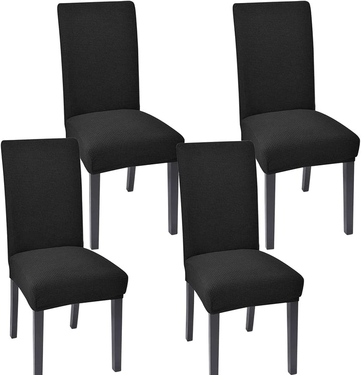4 Pack High Stretch Seat Chair Slipcover - Black