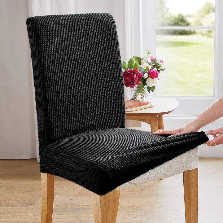 4 Pack High Stretch Seat Chair Slipcover - Black