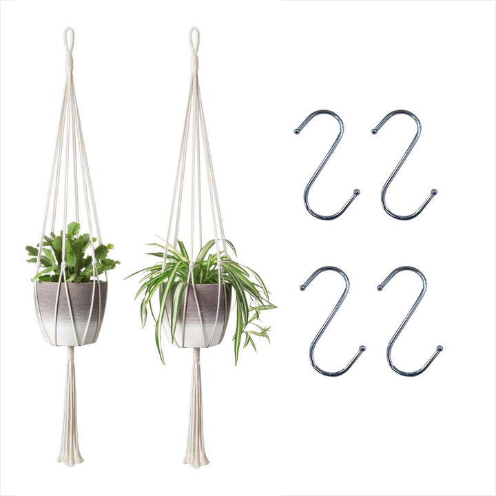 4 Pack Simple Design Indoor Planter Hanging Rope with Steel Hook-Type A