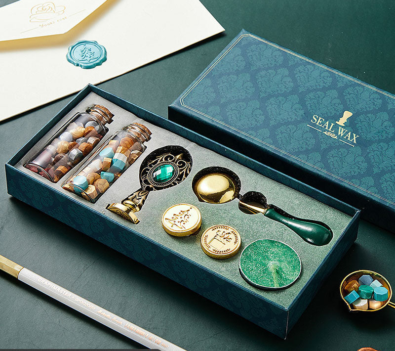 Wax Seal Stamp with Sealing Wax Beads Tool Kit