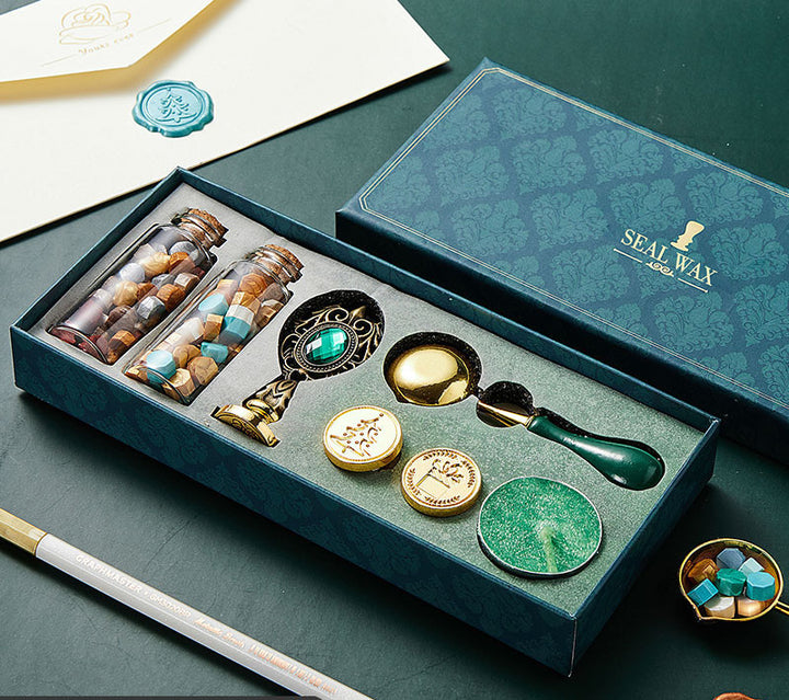 Wax Seal Stamp with Sealing Wax Beads Tool Kit