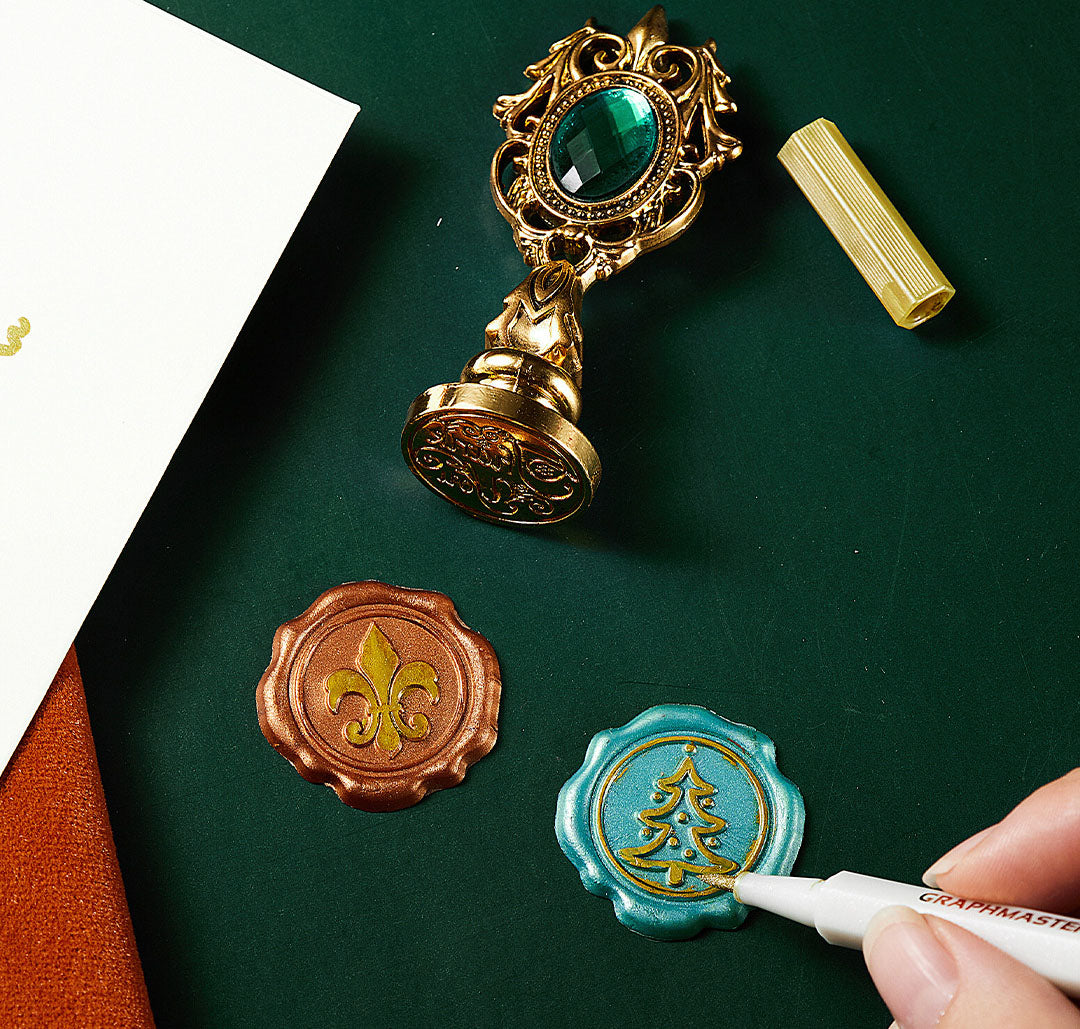 Wax Seal Stamp with Sealing Wax Beads Tool Kit