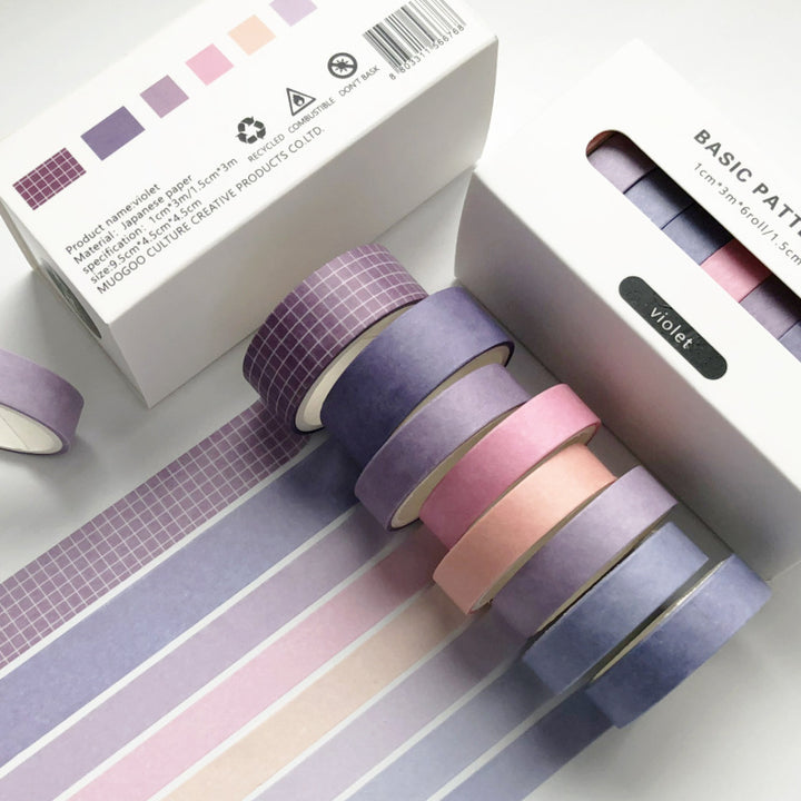 8Rolls Washi Tape Masking Tape Set-Violet 2pack