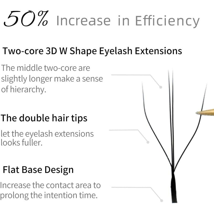 W Lashes Extensions D Curl Mixed Tray(0.07-D, 8-14mm Mix)