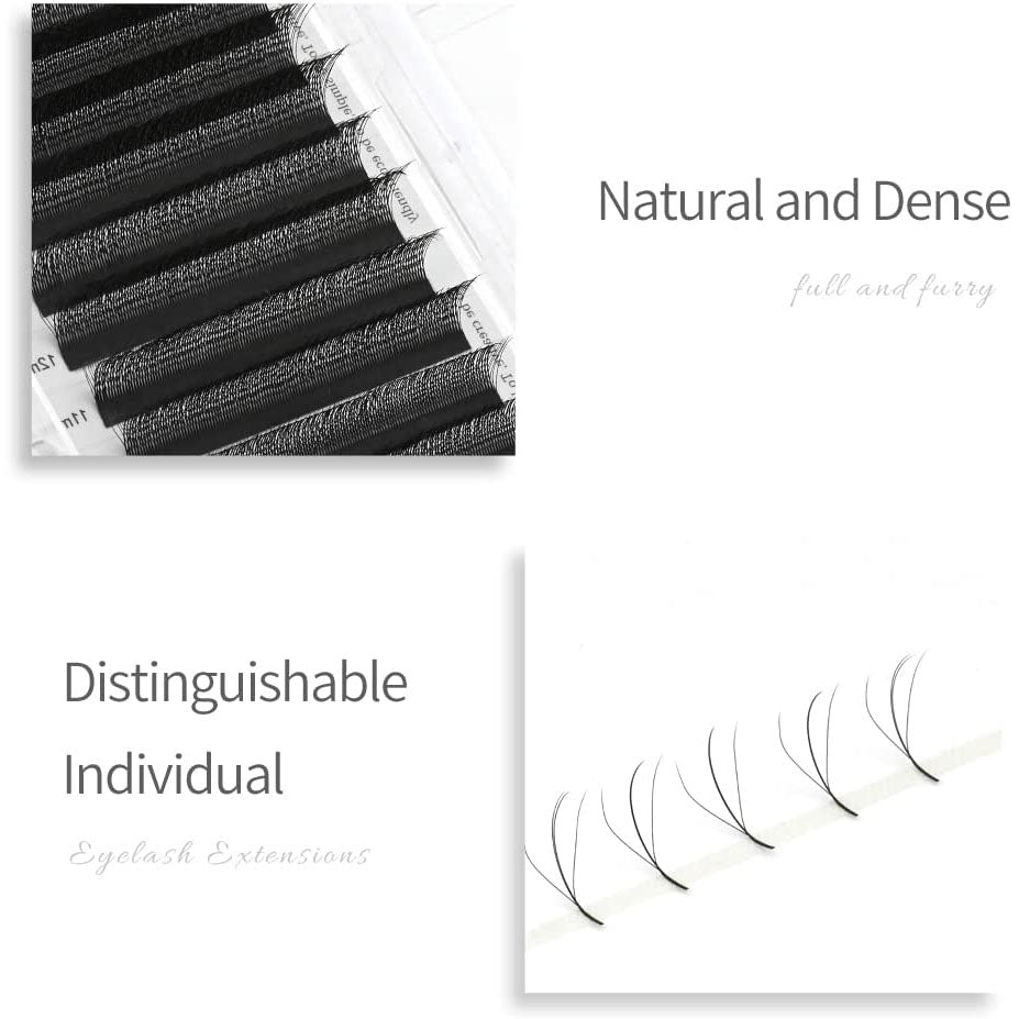 W Lashes Extensions D Curl Mixed Tray(0.07-D, 8-14mm Mix)