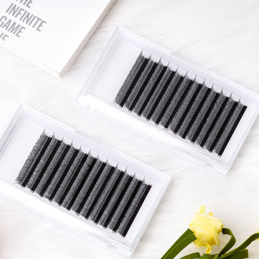 W Lashes Extensions D Curl Mixed Tray(0.07-D, 8-14mm Mix)
