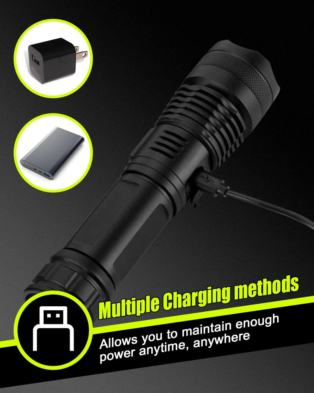 High Lumen LED Rechargeable Super Bright Torch Flashlight-18CM