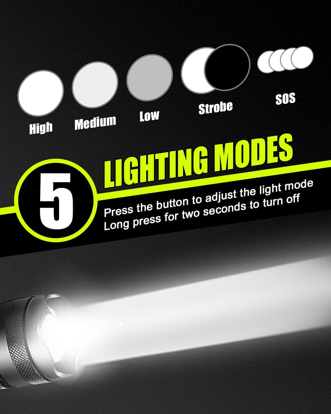 High Lumen LED Rechargeable Super Bright Torch Flashlight-18CM