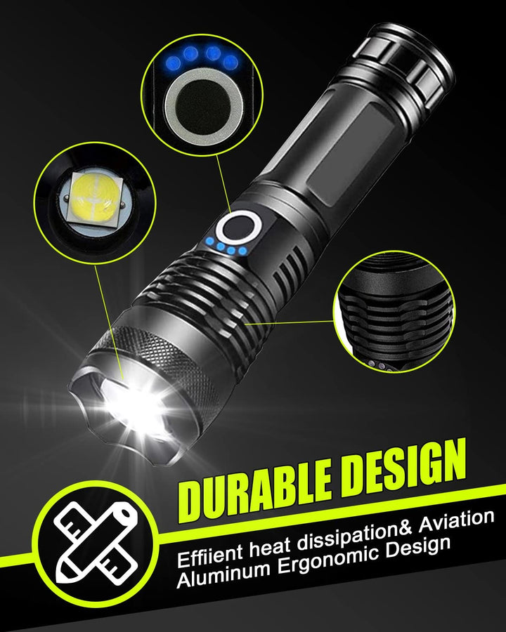 High Lumen LED Rechargeable Super Bright Torch Flashlight-18CM