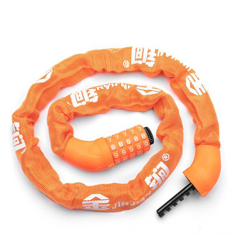 5 Digit Combination Bicycle Chain Lock - Orange
