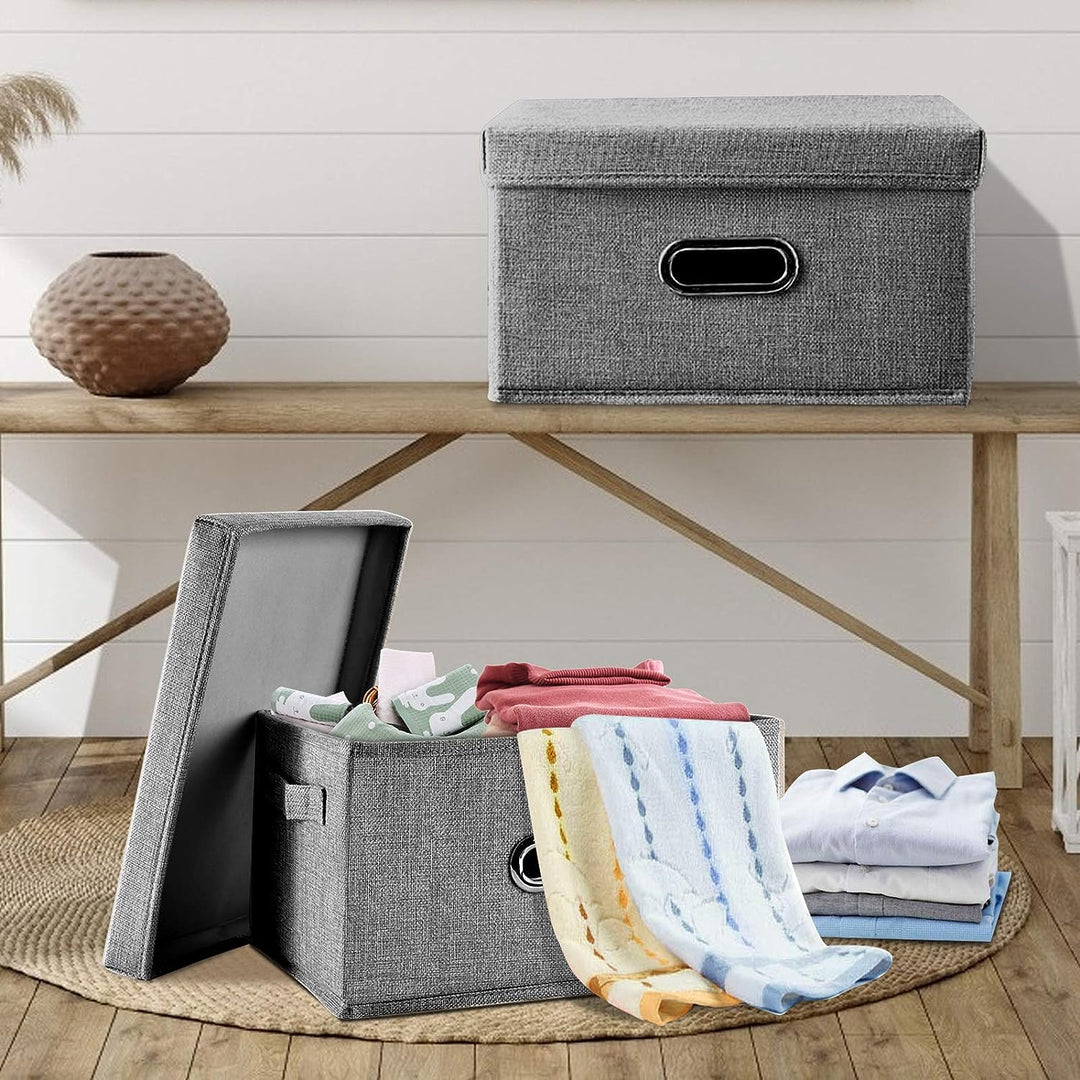 Collapsible Storage Bins with Lids and Handles-L