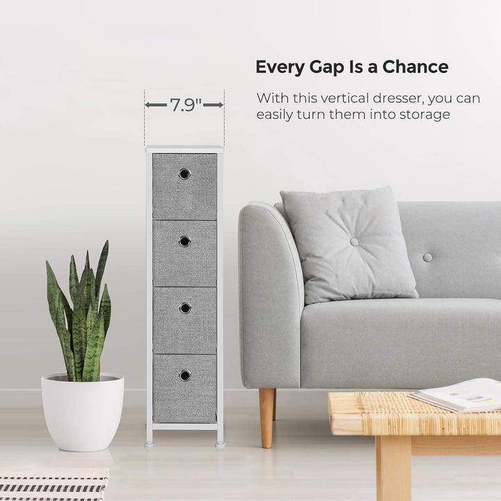 Narrow 4 Fabric Drawers Slim Storage Tower