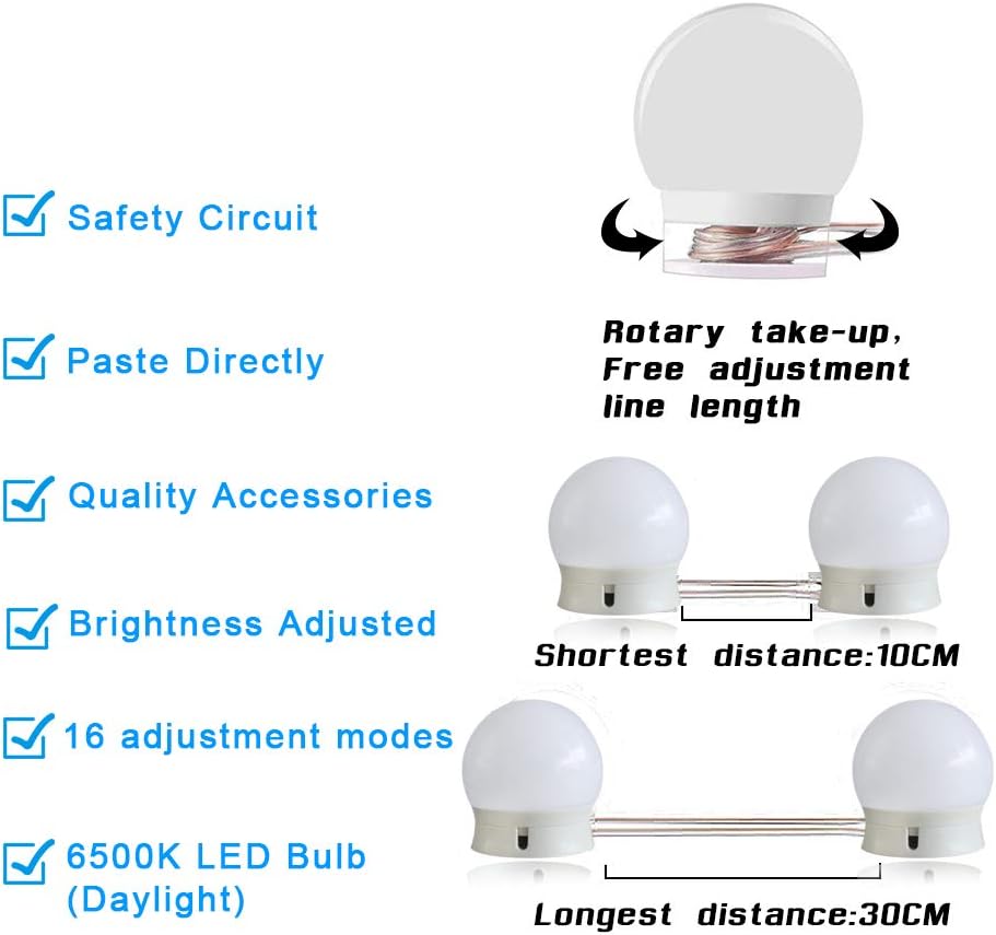 Vanity Mirror Lights Kit -10 Dimmable Light Bulbs -3 Color Model