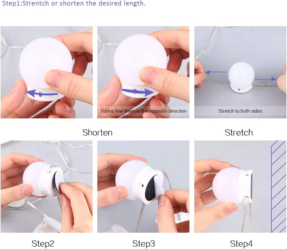 Vanity Mirror Lights Kit -10 Dimmable Light Bulbs -3 Color Model