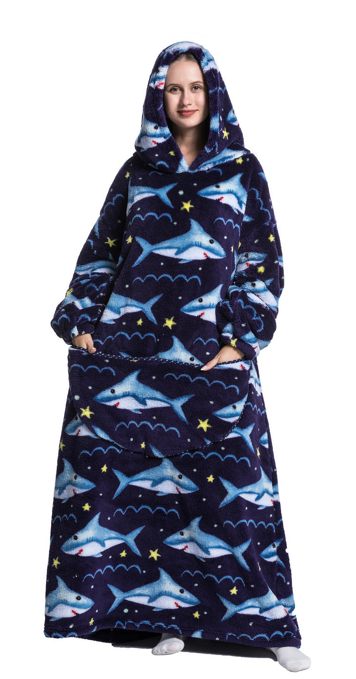 Adult Oversized Wearable Blanket Hoodie-Shark