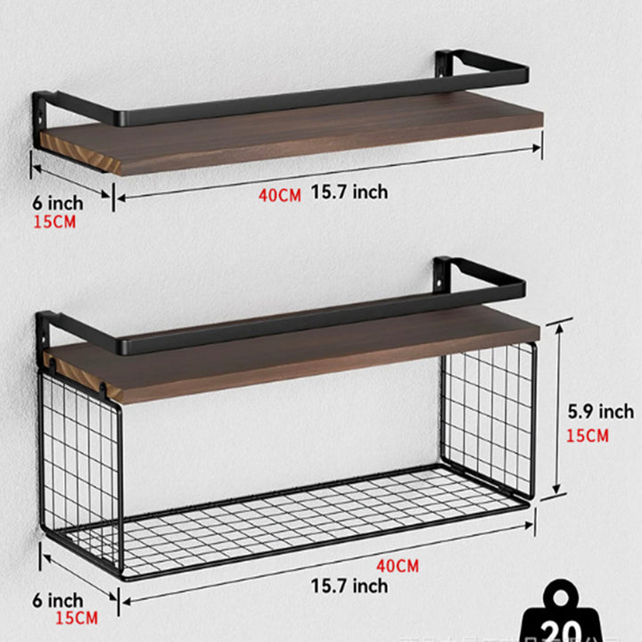 Floating Bathroom Shelves Wall Mounted with Wire Basket