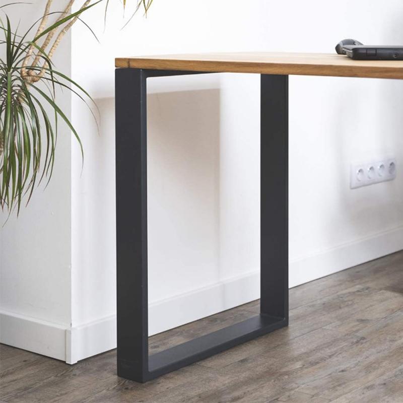 Set of 2 Steel Square Shape DIY Table Bench Legs 72cm-Black