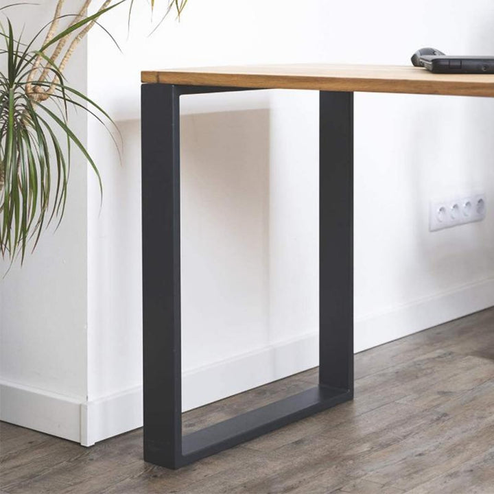 Set of 2 Steel Square Shape DIY Table Bench Legs 72cm-Black