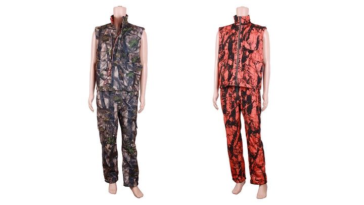 Both Sides Wood Land Camo Hunting Vest Pants L