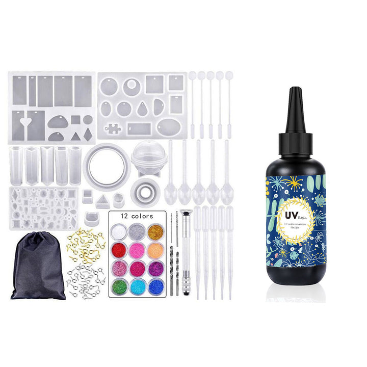 148Pcs Epoxy Resin Jewelry Making Kit with 50g UV Resin