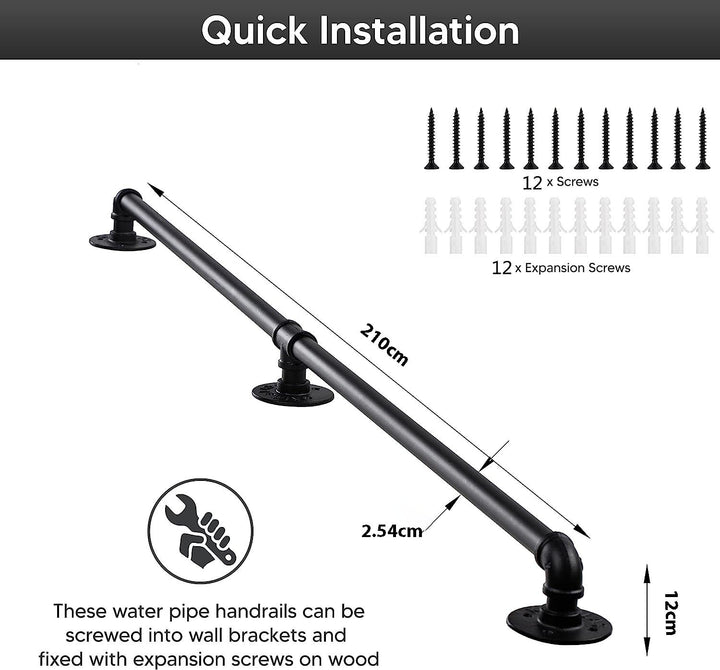 Industrial Pipe Stair Handrail-230CM