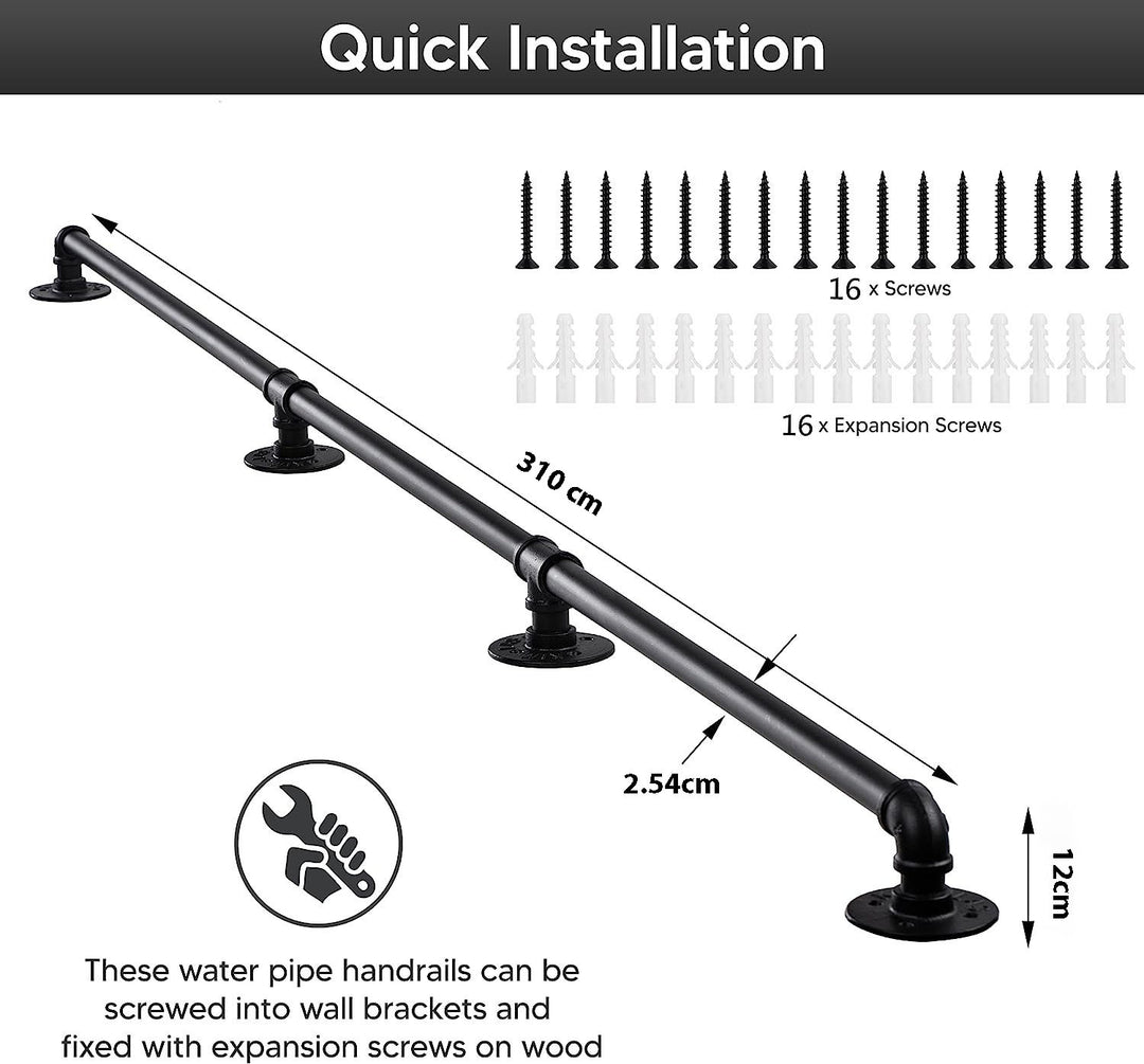Industrial Pipe Stair Handrail-310CM