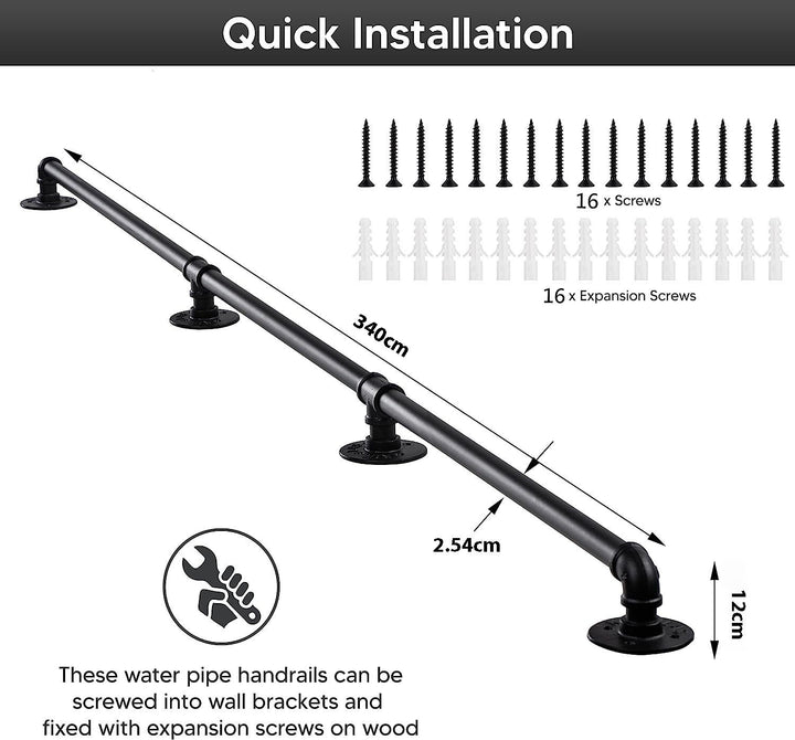 Industrial Pipe Stair Handrail-340CM