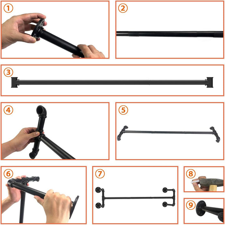 Industrial Pipe Garment Bar - 105CM
