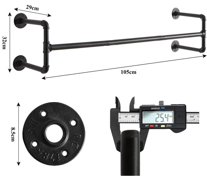 Industrial Pipe Garment Bar - 105CM