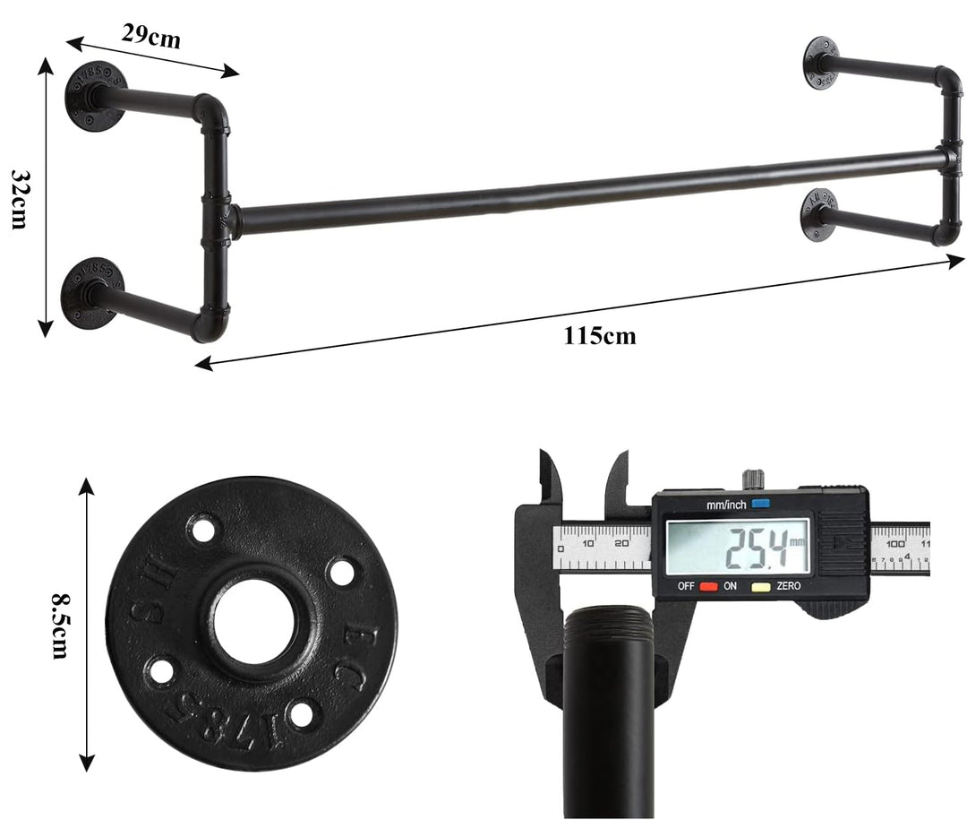 Industrial Pipe Garment Bar - 115CM